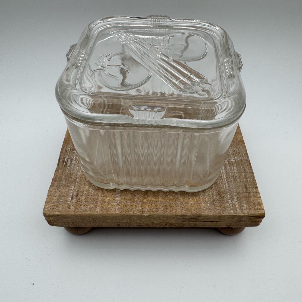 Vintage Federal Glass Refrigerator Clear Container Tomatoes‎ Asparagus